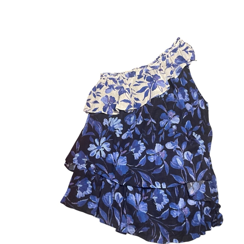 Anthropologie Blue and Cream Textured Top‎